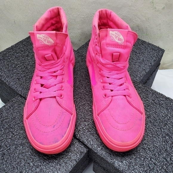 Vans Old Skool Hi Top Pink Sneakers Women's 7 Men 5.5 Shoes - Picture 10 of 14
